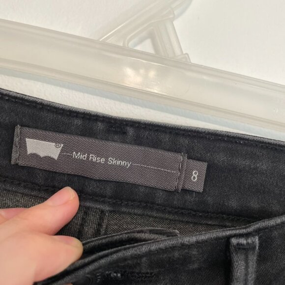 LEVI'S LEVIS Mid Rise Skinny Jeans Solid Black Stretch Skinny Jean 8 tag W29 L30 - Picture 5 of 14